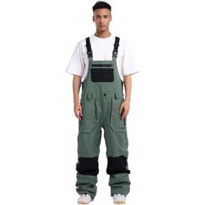 GSOU SNOW Women Men Ski Bibs Snowboard Pants Snow Bibs Overalls Waterproof Windproof Insulated Winter Sport Warm(Army Green)