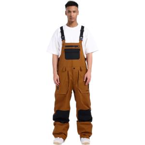 GSOU SNOW Women Men Ski Bibs Snowboard Pants Snow Bibs Overalls Waterproof Windproof Insulated Winter Sport Warm(Coffee)
