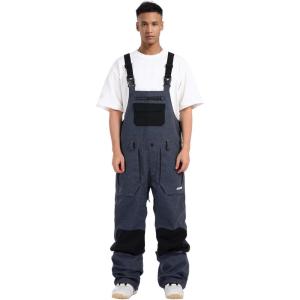 GSOU SNOW Women Men Ski Bibs Snowboard Pants Snow Bibs Overalls Waterproof Windproof Insulated Winter Sport Warm(Grey)