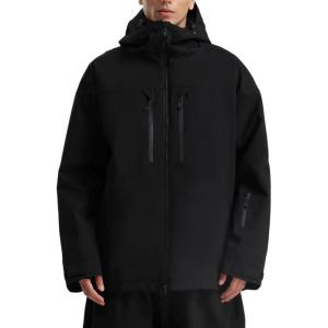 GSOU SNOW Men’s Ski Jacket Snowboard Snow Coat Waterproof Windproof Insulated Winter Hooded Snow Sports Outerwear(Black)