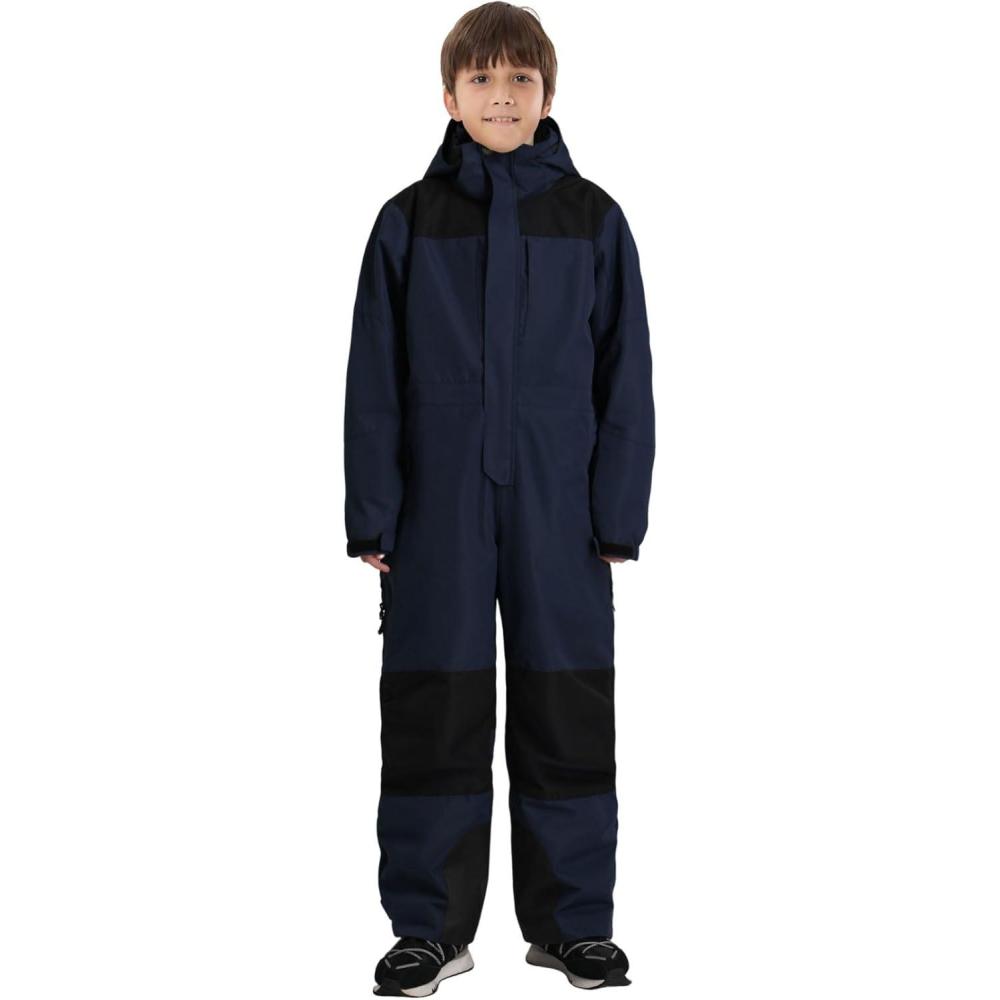 image:imageGSOU SNOW Kids Snow Suit One Piece Ski Suit Boys Girls Snowboard Jumpsuits Waterproof Youth Snowsuit OutfitNavy Blue