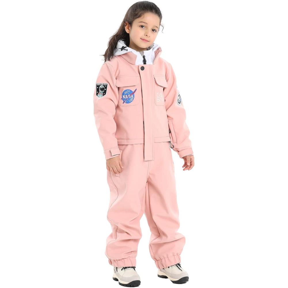 image:imageGSOU SNOW Kids Snow Suit One Piece Ski Suit Boys Girls Snowboard Jumpsuits Waterproof Youth Snowsuit OutfitPink
