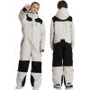 GSOU SNOW Kids Snow Suit One Piece Ski Suit Boys Girls Snowboard Jumpsuits Waterproof Youth Snowsuit Outfit(Beige)