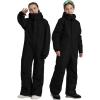 GSOU SNOW Kids Snow Suit One Piece Ski Suit Boys Girls Snowboard Jumpsuits Waterproof Youth Snowsuit Outfit(Black-1)