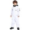 GSOU SNOW Kids Snow Suit One Piece Ski Suit Boys Girls Snowboard Jumpsuits Waterproof Youth Snowsuit Outfit(White1)