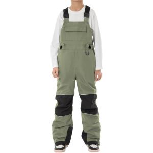 GSOU SNOW Girls Boys Snow Ski Bibs Kids Snowboard Pants Insulated Waterproof Overall Winter (3-16Years)(Army Green)