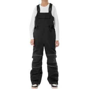 GSOU SNOW Girls Boys Snow Ski Bibs Kids Snowboard Pants Insulated Waterproof Overall Winter (3-16Years)(Black)