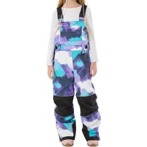 GSOU SNOW Girls Boys Snow Ski Bibs Kids Snowboard Pants Insulated Waterproof Overall Winter (3-16Years)(Purple Tie-dye)