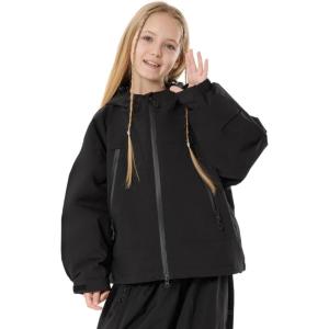 GSOU SNOW Kids Ski Jacket Snowsuit Ski Hooded Suit Boys Girls Winter Coat Outdoor Snowboard Suit Waterproof Windproof(Black)