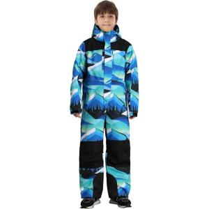 GSOU SNOW Kids Snow Suit One Piece Ski Suit Boys Girls Snowboard Jumpsuits Waterproof Youth Snowsuit Outfit(Blue Multicolor)