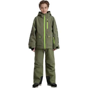 GSOU SNOW Snow Suit for Kids Ski Suit Boys Ski Jacket and Snow Bibs Set Waterproof Insulated Snowsuit Windproof for Kid Youth(Army Green)