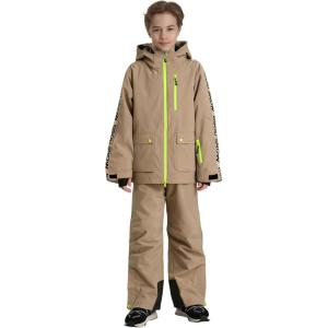 GSOU SNOW Snow Suit for Kids Ski Suit Boys Ski Jacket and Snow Bibs Set Waterproof Insulated Snowsuit Windproof for Kid Youth(Khaki)