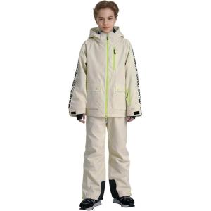 GSOU SNOW Snow Suit for Kids Ski Suit Boys Ski Jacket and Snow Bibs Set Waterproof Insulated Snowsuit Windproof for Kid Youth(Off-white)