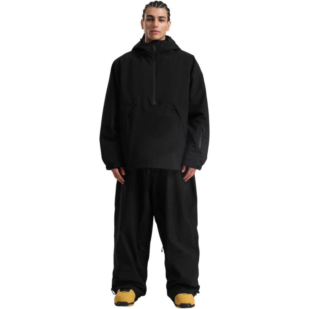 image:imageGSOU SNOW Women Ski Jacket and Pants Set Men Snowboard Jacket Baggy Snow Suit Waterproof Windproof Insulation Ski suitBlack2