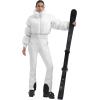 GSOU SNOW Women Ski Jacket Faux Fur Snowboard Coat Snow Cropped Jacket Winter Outdoor Warm(White)