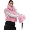 GSOU SNOW Women’s Ski Mittens Faux Fur Snowboard Gloves Snow Mittens Winter Outdoor Warm(Pink)