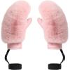 GSOU SNOW Women’s Ski Mittens Faux Fur Snowboard Gloves Snow Mittens Winter Outdoor Warm(Pink)