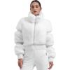 GSOU SNOW Women Ski Jacket Faux Fur Snowboard Coat Snow Cropped Jacket Winter Outdoor Warm(White)