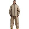 GSOU SNOW Women Ski Jacket and Pants Set Men Snowboard Jacket Baggy Snow Suit Waterproof Windproof Insulation Ski suit(Khaki-1)
