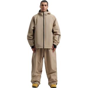 GSOU SNOW Women Ski Jacket and Pants Set Men Snowboard Jacket Baggy Snow Suit Waterproof Windproof Insulation Ski suit(Khaki-1)