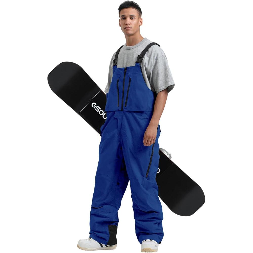 image:imageGSOU SNOW Mens Ski Bibs Women Snowboard Pants Bib Snow Insulated Overalls Waterproof Windproof Winter Warm SportKlein Blue