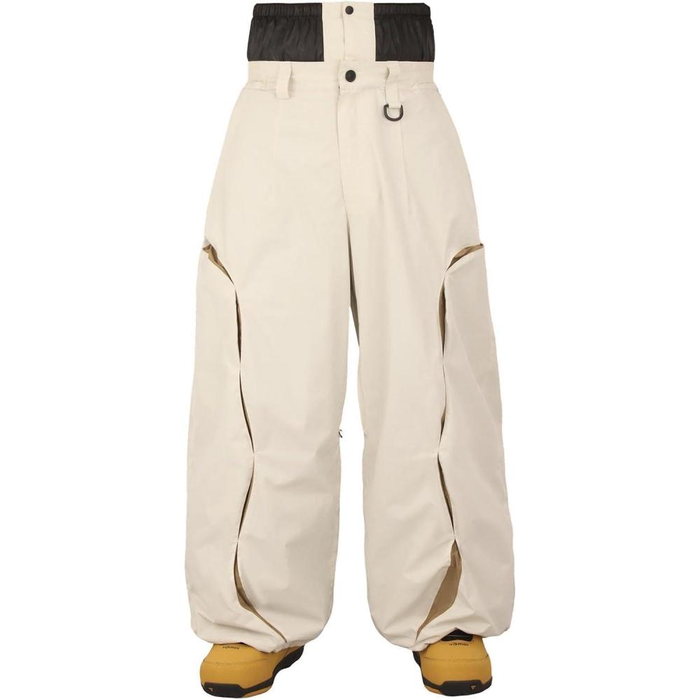 image:imageGSOU SNOW Snowboard Pants Mens Womens Retro Baggy Waterproof Reflective Ski Pants Vintage Loose OutwearBeige 1