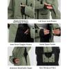 GSOU SNOW Mens Ski Jacket and Pants Set Baggy Snowboard Suit Ski Snowsuit Snow Bibs Waterproof Hooded(Army Green)