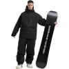 GSOU SNOW Mens Ski Jacket and Pants Set Baggy Snowboard Suit Ski Snowsuit Snow Bibs Waterproof Hooded(Black)