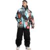 GSOU SNOW Mens Ski Jacket and Pants Set Baggy Snowboard Suit Ski Snowsuit Snow Bibs Waterproof Hooded(Multicolor)