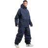 GSOU SNOW Mens Ski Jacket and Pants Set Baggy Snowboard Suit Ski Snowsuit Snow Bibs Waterproof Hooded(Navy)