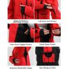 GSOU SNOW Mens Ski Jacket and Pants Set Baggy Snowboard Suit Ski Snowsuit Snow Bibs Waterproof Hooded(Red Black)
