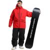 GSOU SNOW Mens Ski Jacket and Pants Set Baggy Snowboard Suit Ski Snowsuit Snow Bibs Waterproof Hooded(Red Black)