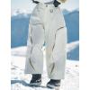 GSOU SNOW Snowboard Pants Mens Womens Retro Baggy Waterproof Reflective Ski Pants Vintage Loose Outwear(Beige 1)