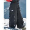 GSOU SNOW Snowboard Pants Mens Womens Retro Baggy Waterproof Reflective Ski Pants Vintage Loose Outwear(Black 1)