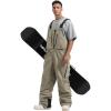GSOU SNOW Mens Ski Bibs Women Snowboard Pants Bib Snow Insulated Overalls Waterproof Windproof Winter Warm Sport(Light Khaki)