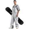 GSOU SNOW Mens Ski Bibs Women Snowboard Pants Bib Snow Insulated Overalls Waterproof Windproof Winter Warm Sport(White)