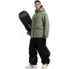 GSOU SNOW Mens Ski Jacket and Pants Set Baggy Snowboard Suit Ski Snowsuit Snow Bibs Waterproof Hooded(Black Army)