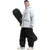 GSOU SNOW Mens Ski Jacket and Pants Set Baggy Snowboard Suit Ski Snowsuit Snow Bibs Waterproof Hooded(Grey Black)