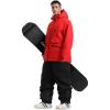 GSOU SNOW Mens Ski Jacket and Pants Set Baggy Snowboard Suit Ski Snowsuit Snow Bibs Waterproof Hooded(Red Black)