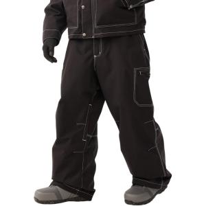 GSOU SNOW Men Snowboard Pants Baggy Women Ski Pants Snow Loose Insulated Sport Outdoor Waterproof Windproof(Black)