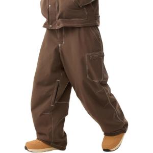 GSOU SNOW Men Snowboard Pants Baggy Women Ski Pants Snow Loose Insulated Sport Outdoor Waterproof Windproof(Deep Coffee)