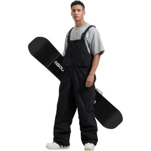 GSOU SNOW Mens Ski Bibs Women Snowboard Pants Bib Snow Insulated Overalls Waterproof Windproof Winter Warm Sport(Black)