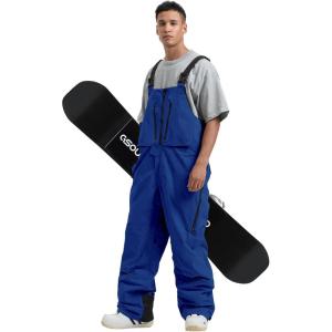 GSOU SNOW Mens Ski Bibs Women Snowboard Pants Bib Snow Insulated Overalls Waterproof Windproof Winter Warm Sport(Klein Blue)