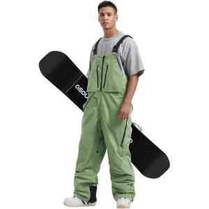 GSOU SNOW Mens Ski Bibs Women Snowboard Pants Bib Snow Insulated Overalls Waterproof Windproof Winter Warm Sport(Light Green)