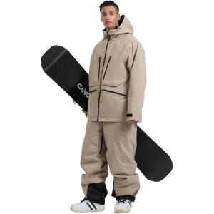 GSOU SNOW Mens Ski Jacket and Pants Set Baggy Snowboard Suit Ski Snowsuit Snow Bibs Waterproof Hooded(Caramel)