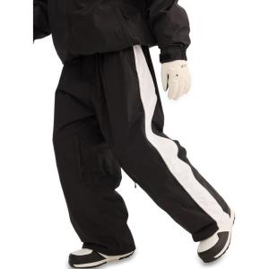 GSOU SNOW Snowboard Pants Mens Womens Retro Baggy Waterproof Reflective Ski Pants Vintage Loose Outwear(Black)