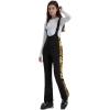 GSOU SNOW Womens Ski Bibs Snow Pants Snowboard Slim Overalls Insulated Waterproof Windproof Warm Winter(Black Yellow Leopard Print)