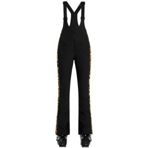 GSOU SNOW Womens Ski Bibs Snow Pants Snowboard Slim Overalls Insulated Waterproof Windproof Warm Winter(Black Yellow Leopard Print)
