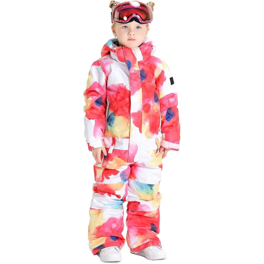 image:imageGSOU SNOW Kids Snow Suit One Piece Ski Suit Boys Girls Snowboard Jumpsuits Waterproof Youth Snowsuit OutfitRed