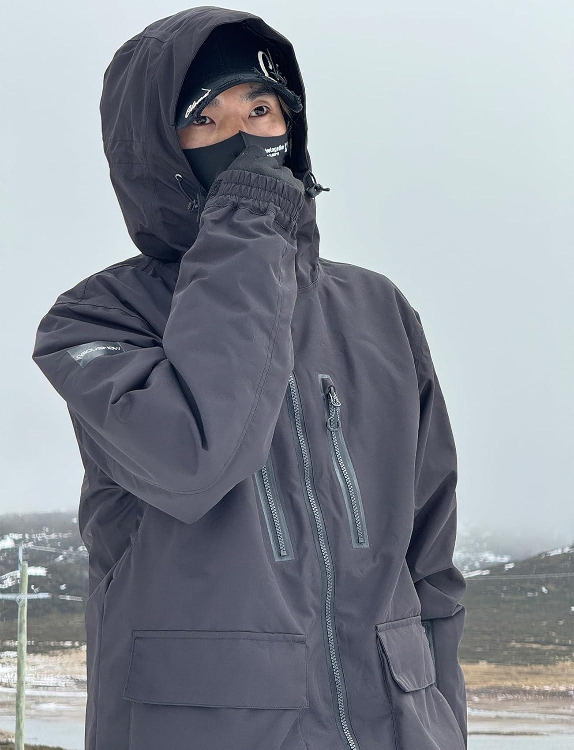 image:imageGSOU SNOW Mens Ski Jacket Snowboard Snow Coat Waterproof Windproof Insulated Winter Mountain Outdoor Sports Fixed HoodedBeige
